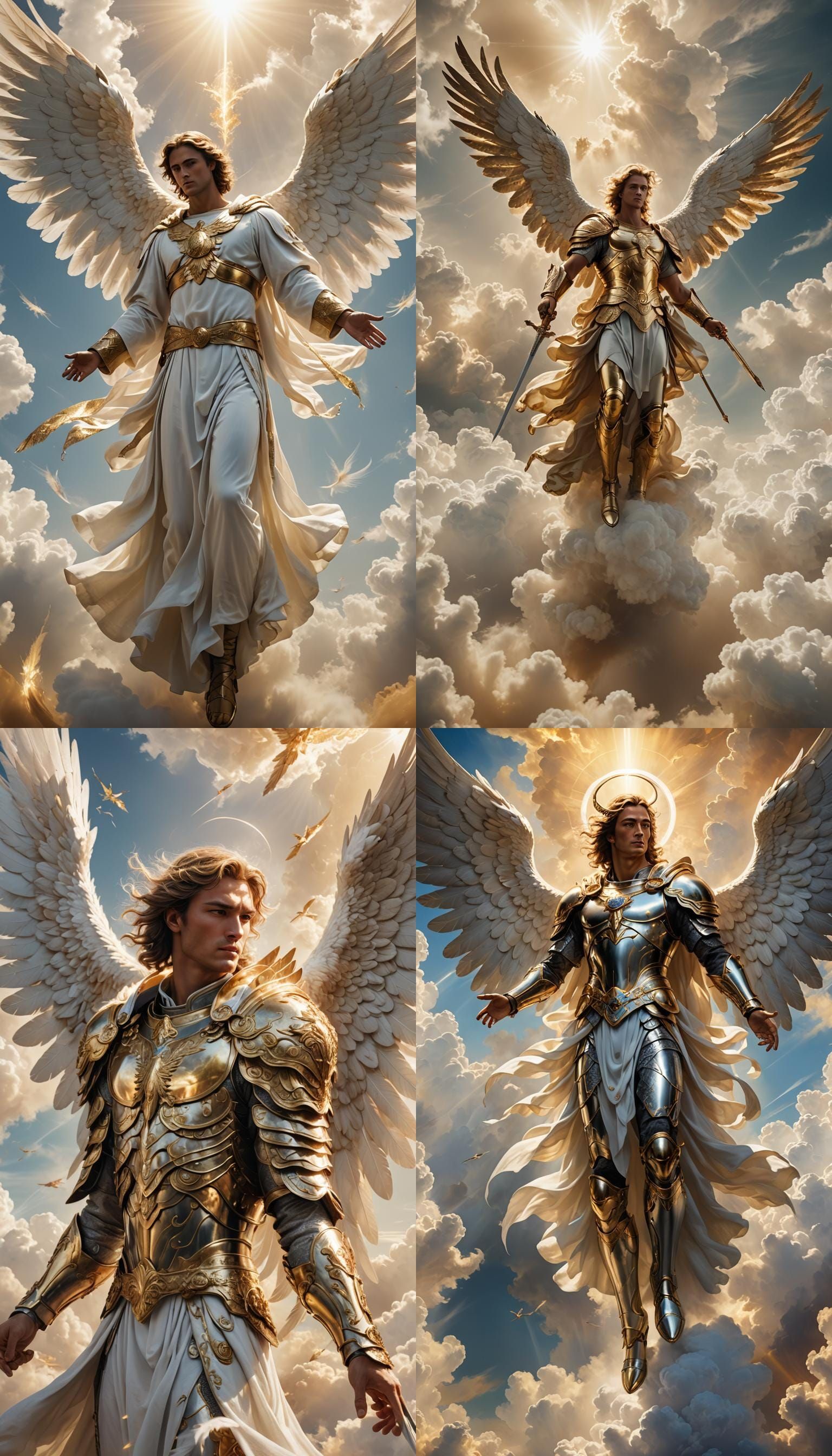 Archangel Michael Descending From Clouds