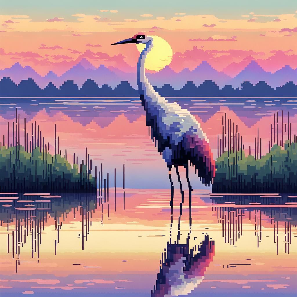 Pixel art. crane