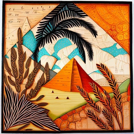 Vibrant Scrapbook Collage of Egypt with Zentangles