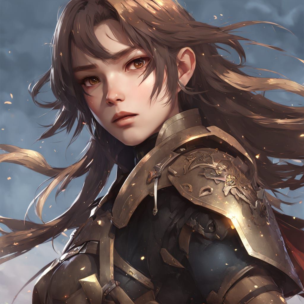 Elf Female Fighter in Anime Style Running to War