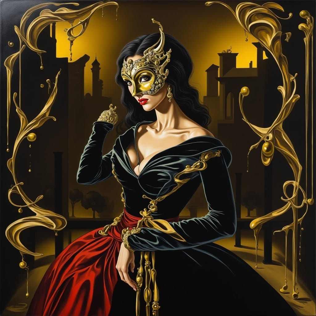 Venetian Masquerade in Art Nouveau Style