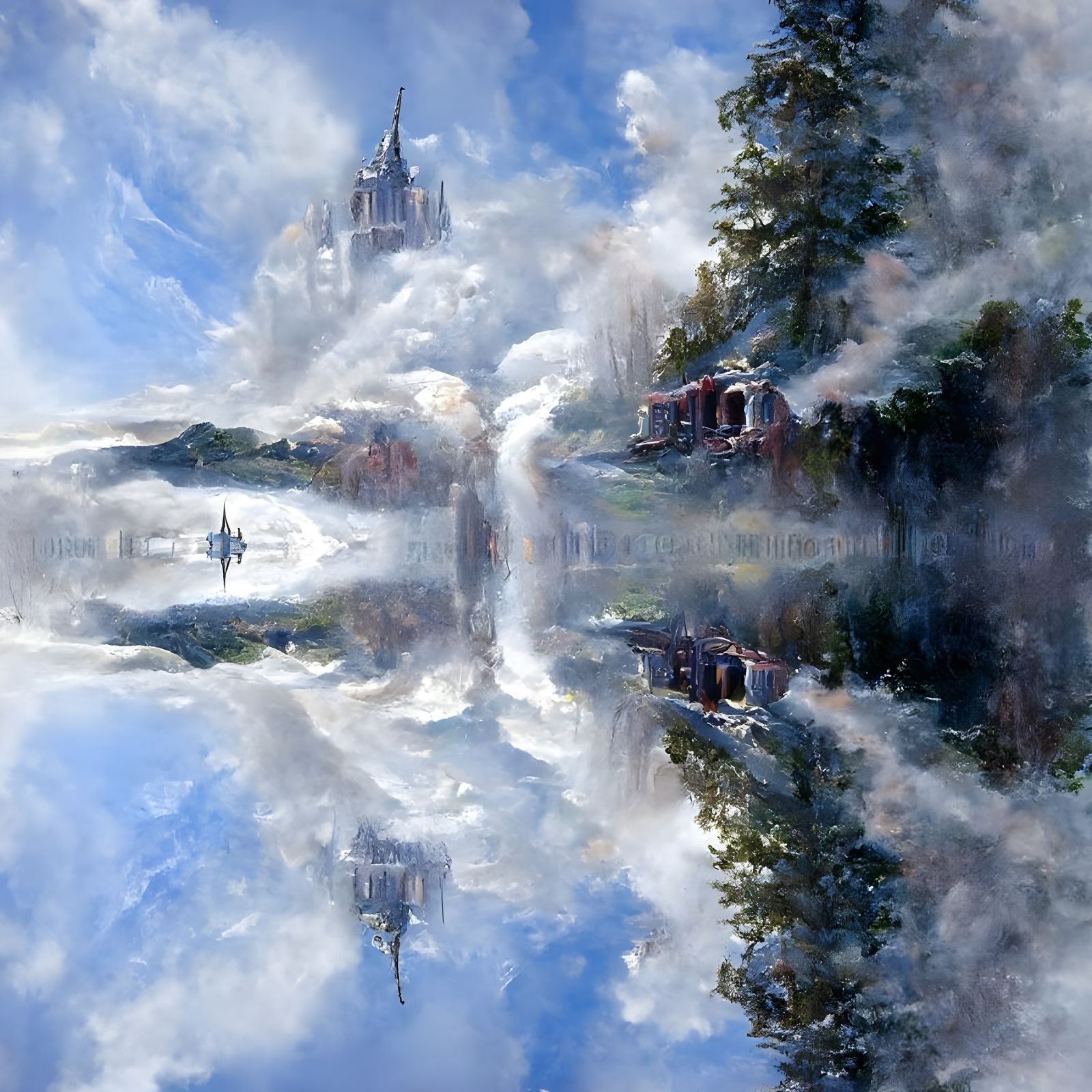 Ethereal Hogwarts Castle Oil Painting