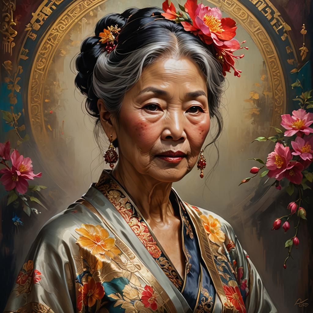 Beautiful older Asian lady