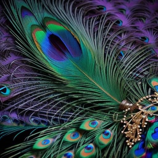 Striking Peacock Feathers Close-Up