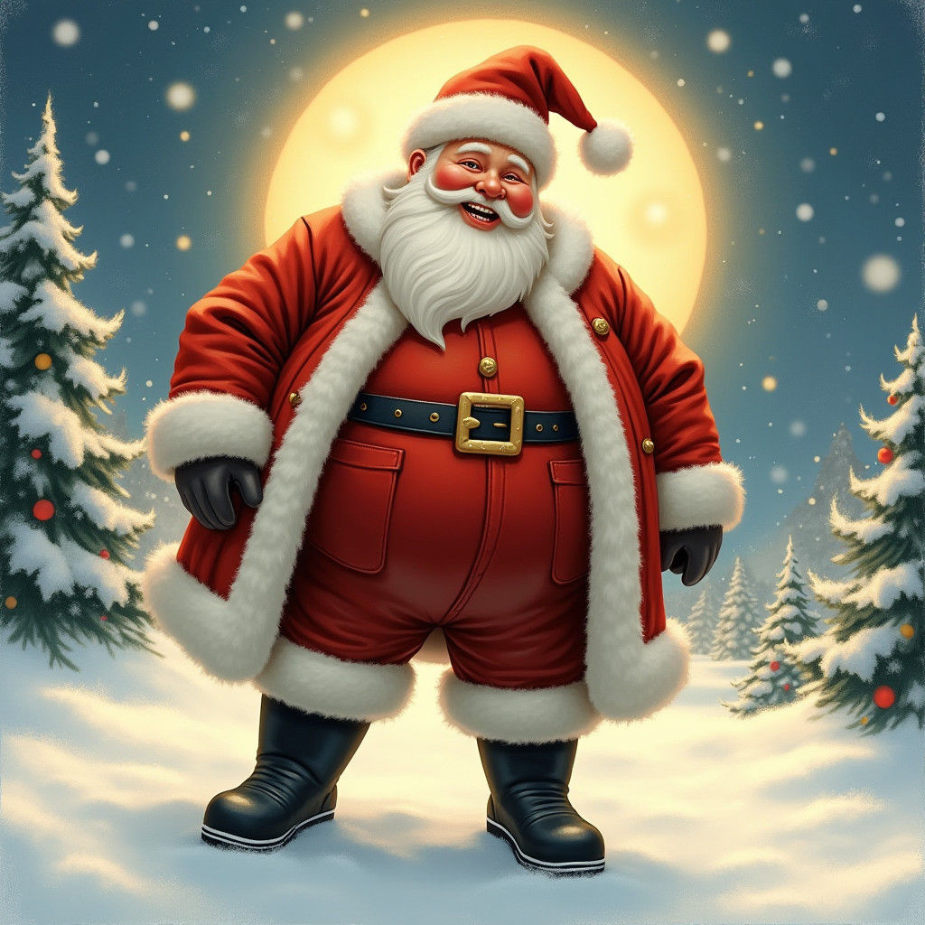 Jovial Santa Claus in Winter Wonderland