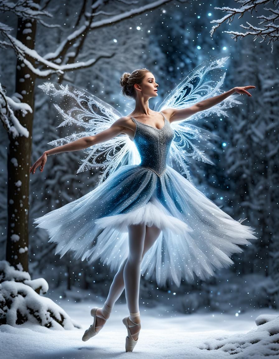 Enchanted Snowflake Fairy Ballerina in Winter Glow