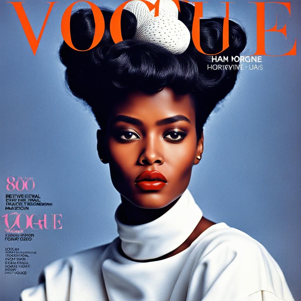 Vogue Cover: Black Model with Beehive Hairstyle