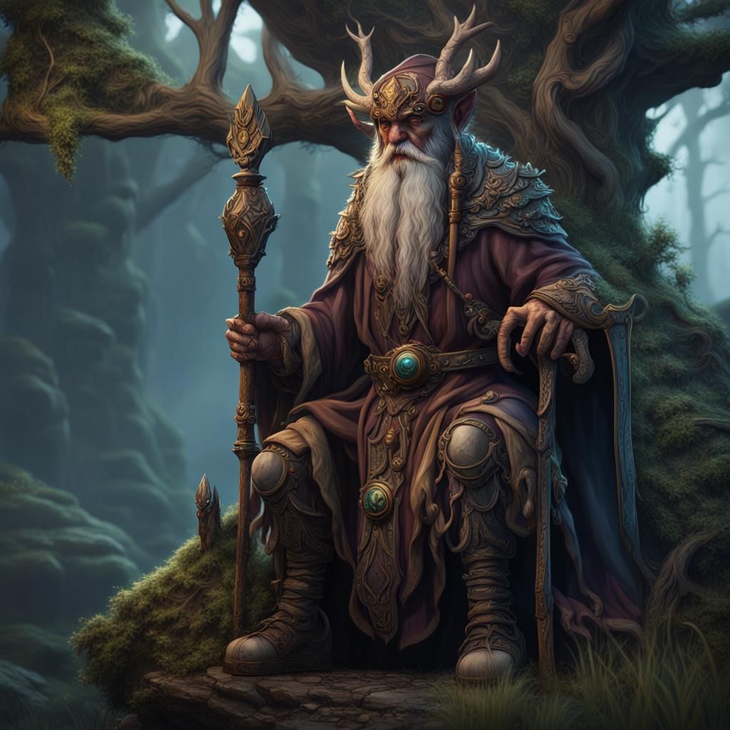 Detailed Old Druid Matte Painting