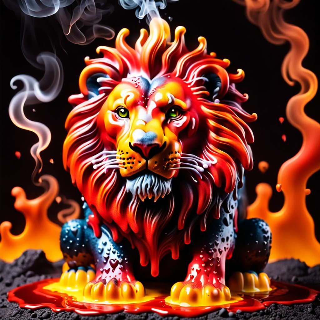 Lava Lion with Heart Smoke