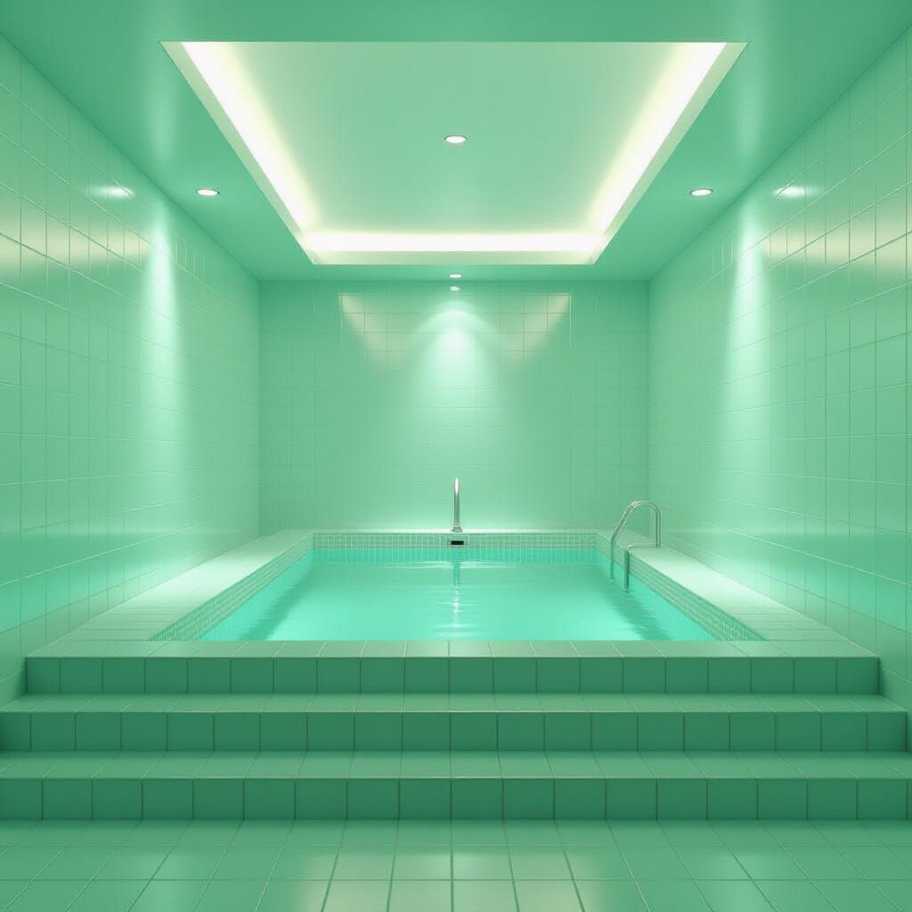 Liminal Pool Room Hallway in Hyperreal 3D Render