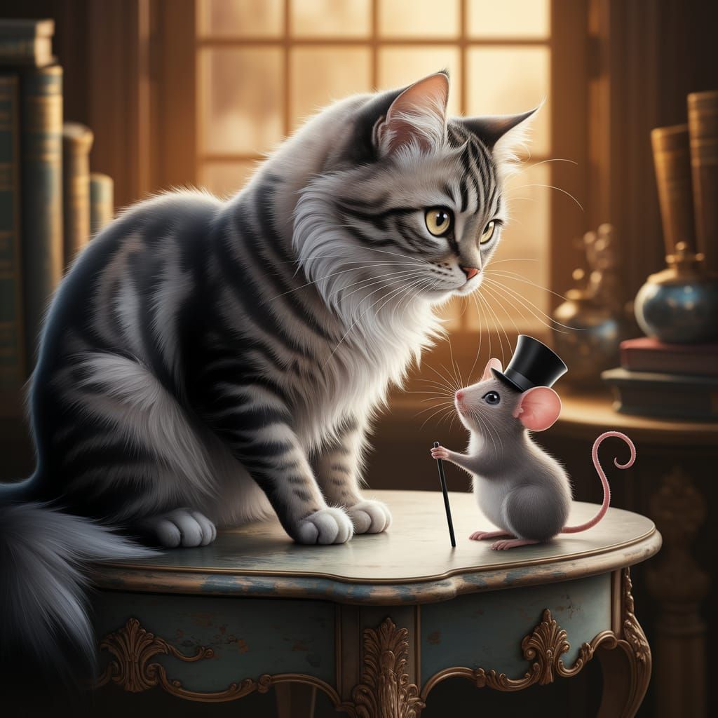 Cat and Mouse in Golden Light