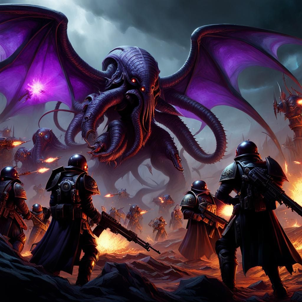 Sisters of Battle vs Cthulhu: Dark Fantasy Art