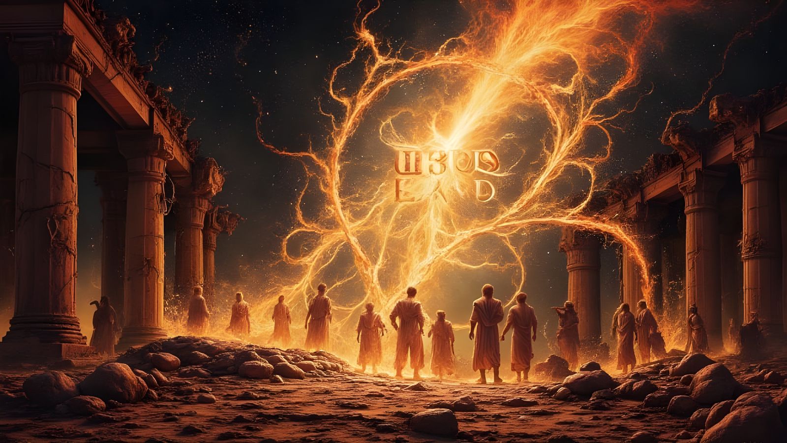 Deus Ex Machina Illustration with Dark Oil Paint Style