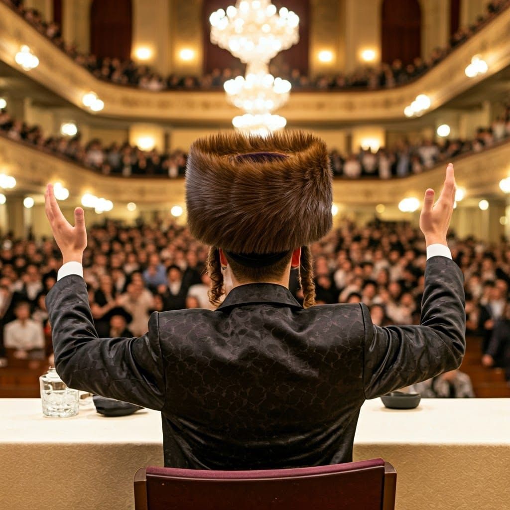 Regal Hasidic Jew in Grand 19th-Century Hall, Surrounded by ...