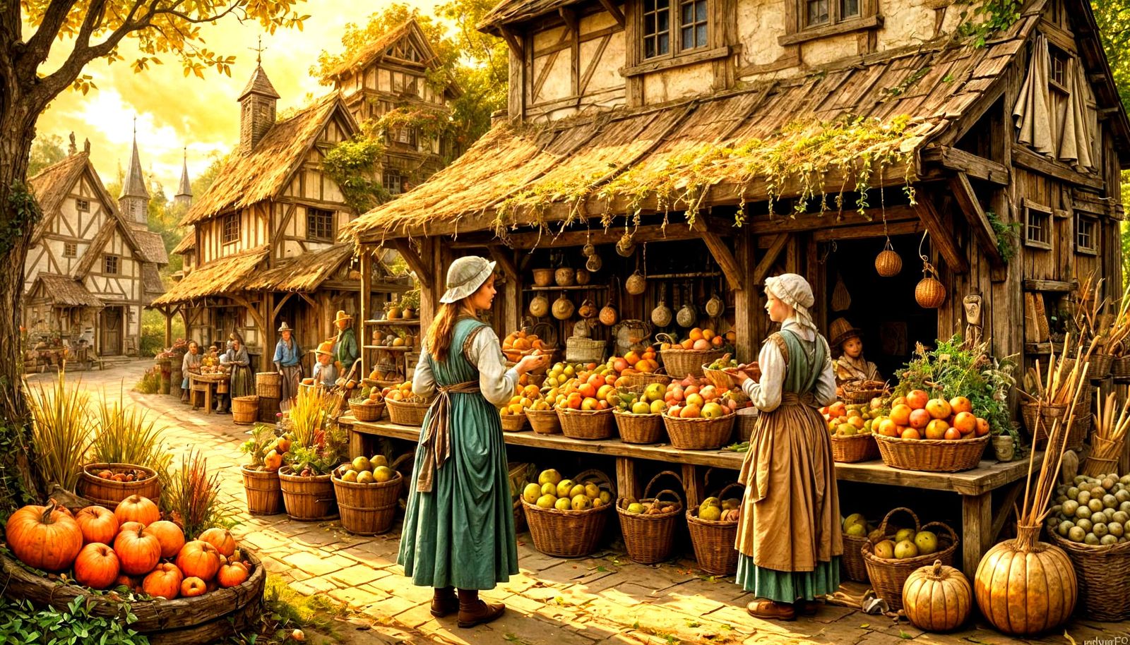 Medieval Marketender in Watercolor Faerie Tale