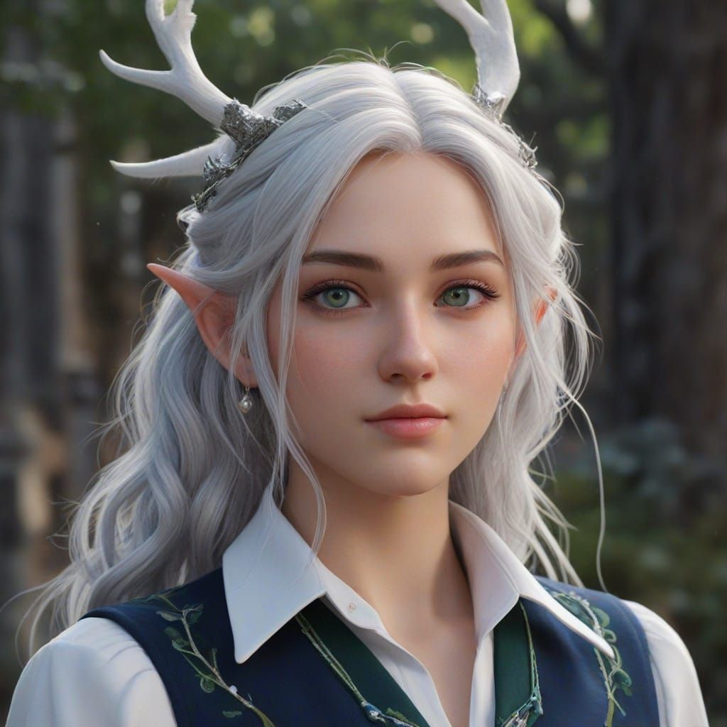 Regal Ravenclaw Elf in Magical Realism Style