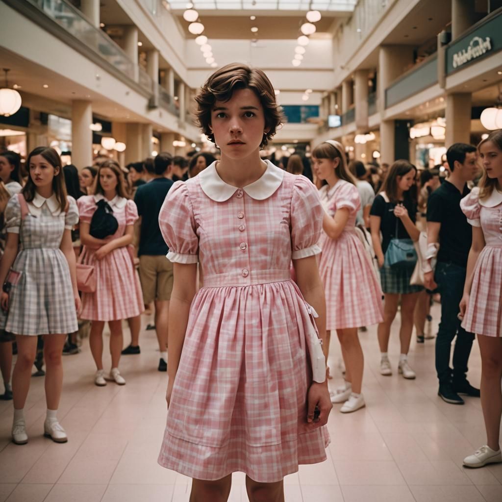 Sad Boy in Pink Dress, Cinematic Film Still