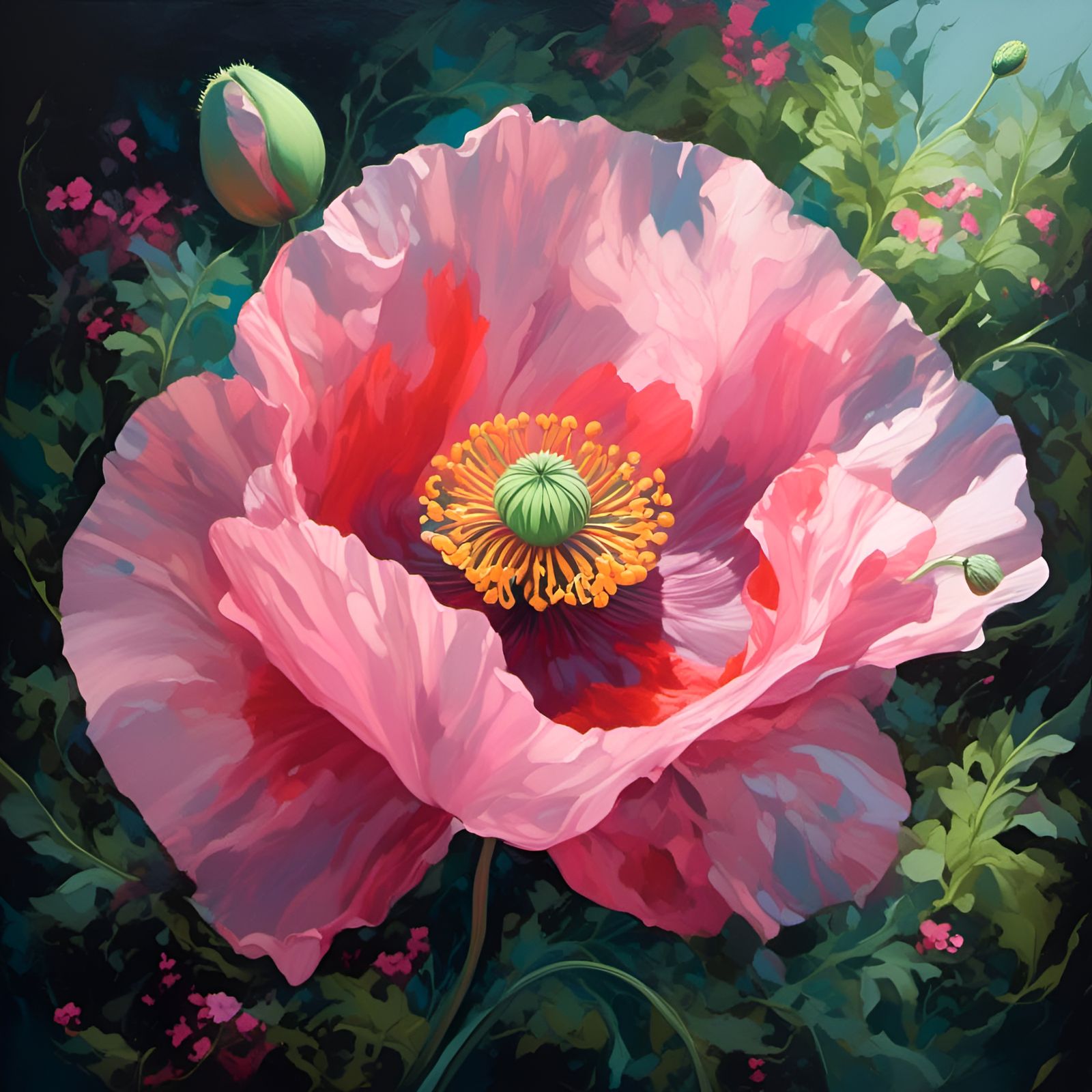 Pink Poppy in Dreamy Romantic Realism