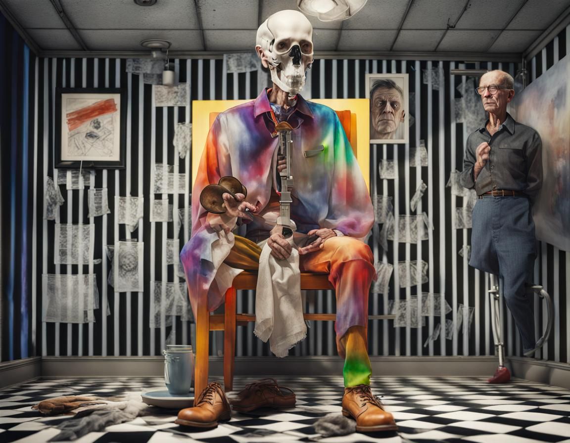 Hyperrealistic Waiting Room Scene in Expressionist Style