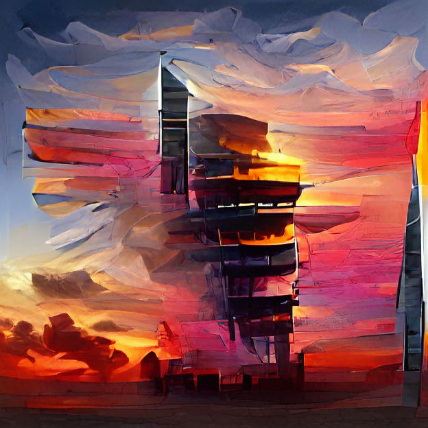 Abstract Skyscraper Sunset Concept Art