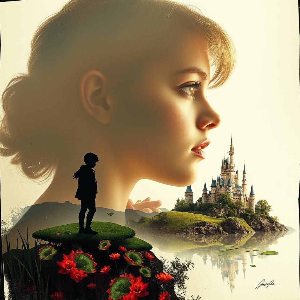 Double Exposure Frog Prince Glitchcore Portrait