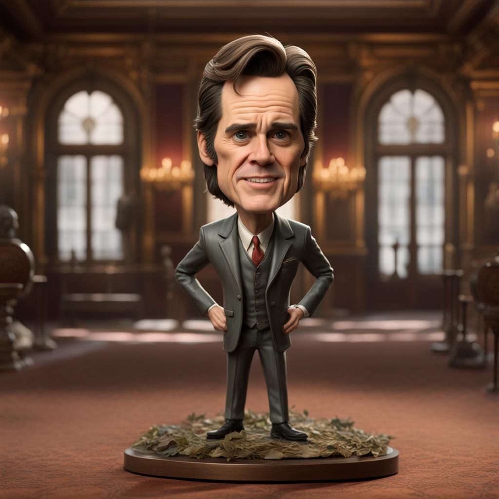 Jim Carey Bobblehead Figure, Digital Matte Painting