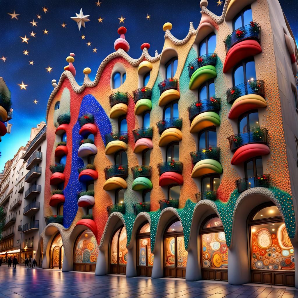Gaudi-Inspired Christmas Wonderland in Vibrant Colours
