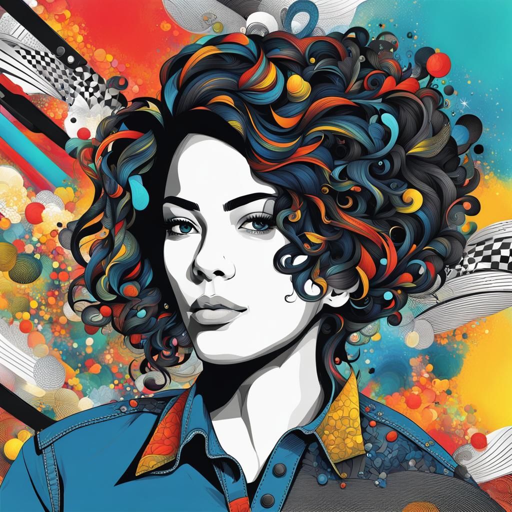 Barber Erika Illustration with Dynamic Energy and Vibrant St...