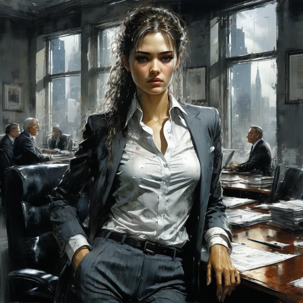 Beautiful Business Woman Illustration in Fine Art Style