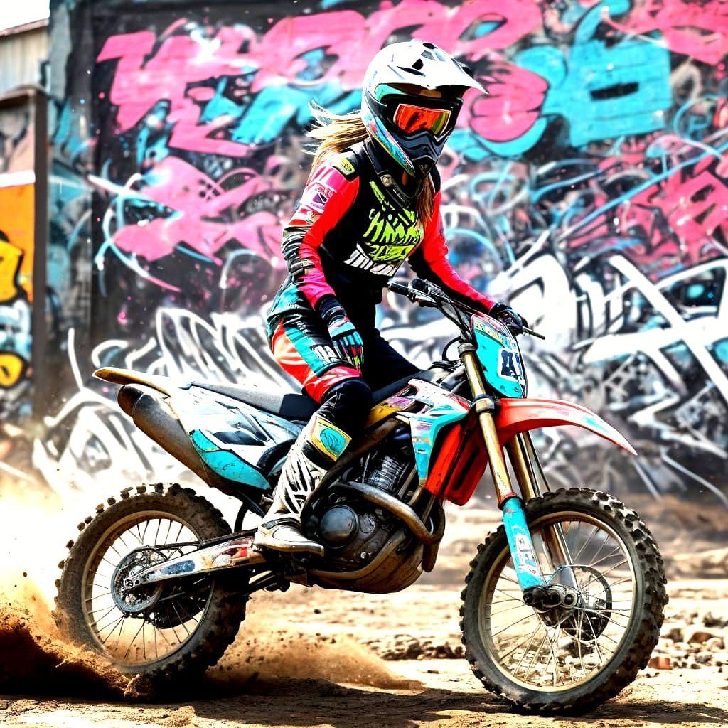 Vibrant Motocross Rider in Dynamic Pose