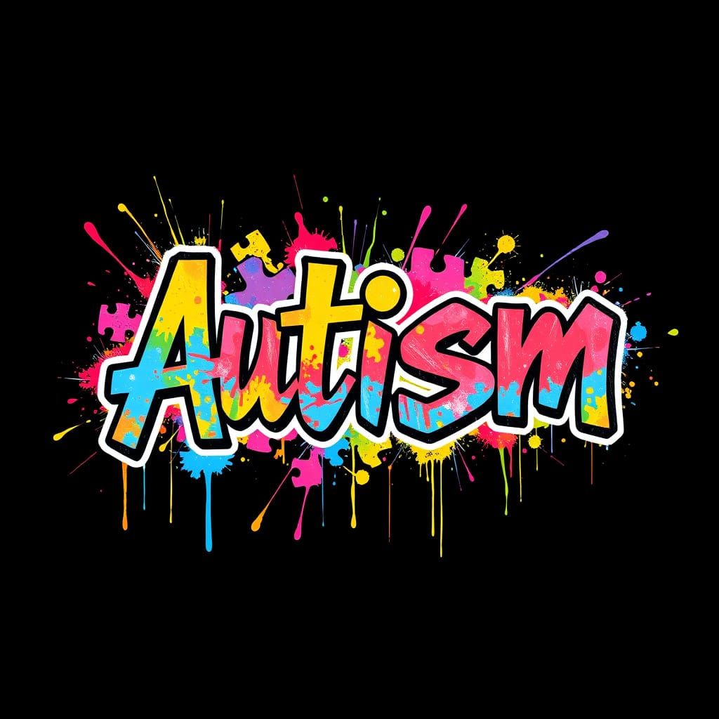 Vibrant Autism Logo in Graffiti Style on Black Background
