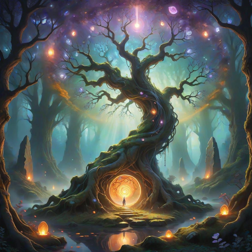 Mystical Realm of Magic in Ancient Forest