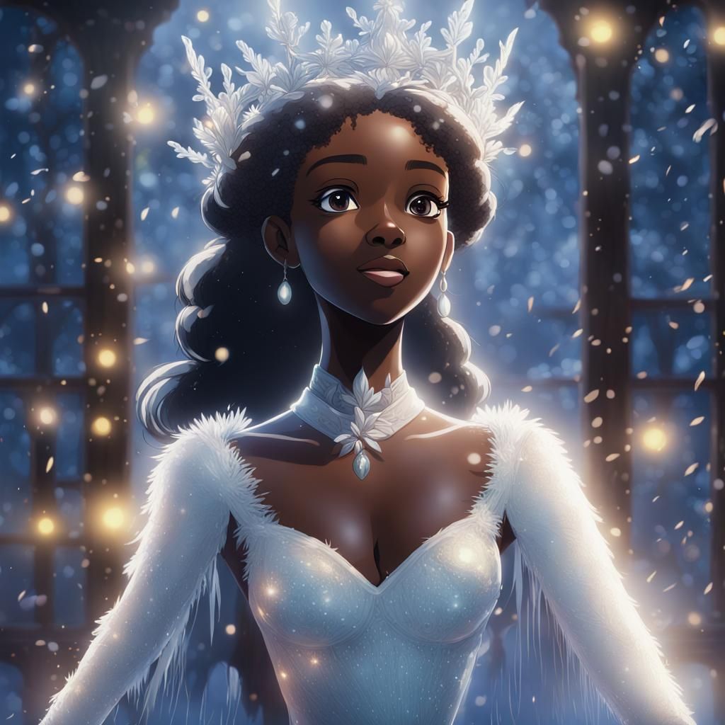 Dark Snow Queen Ballerina in Anime Style