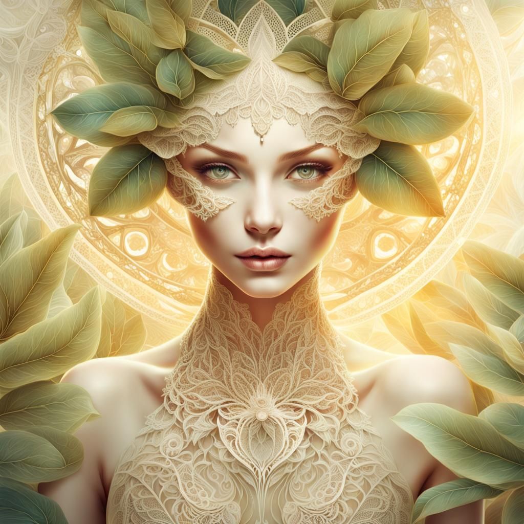 Botanical Art: Elegant Woman in Bikini Close-Up