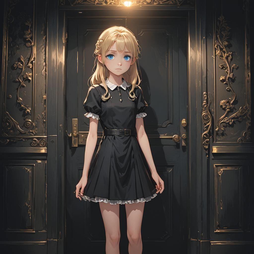 Anime Style: Girl in Dark 20th Century Room