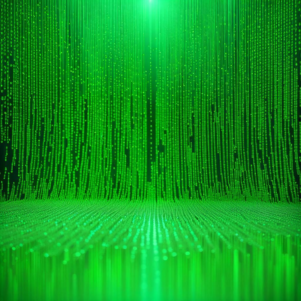 Matrix Data Rain: Green Symbols in Digital Art