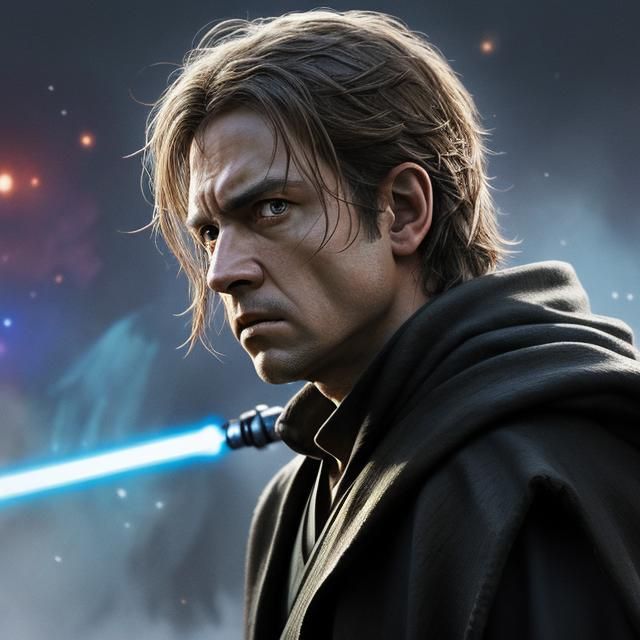 Jedi Knight Portrait in Hyperrealistic Splash Art Style