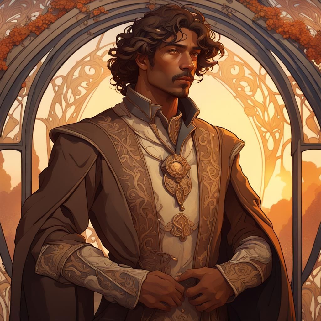 Art Nouveau Portrait of a Medieval Man