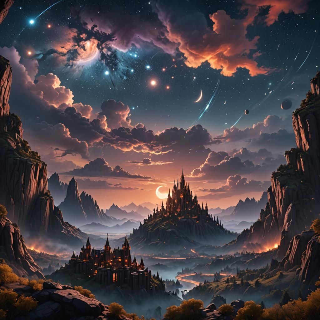 Fantastical Night Sky in Detailed Matte Painting