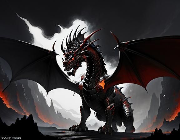 Fiery Dragon in Dynamic Fantasy Art Style