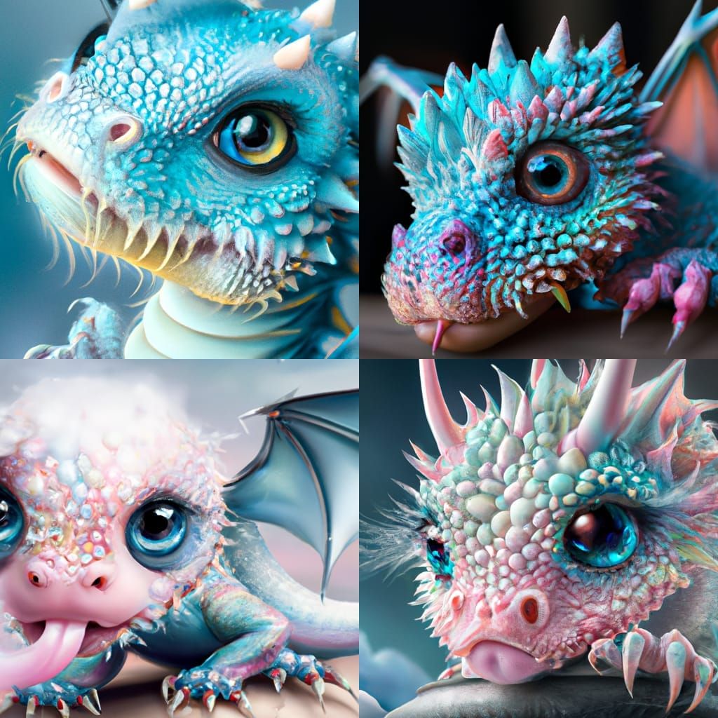Cute Baby Dragon Bobblehead in 3D Digital Art
