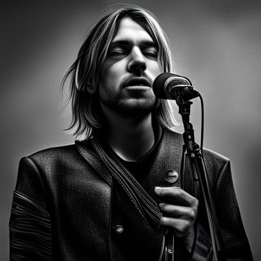 Hyperrealistic Singer in Concert with Eyes Closed