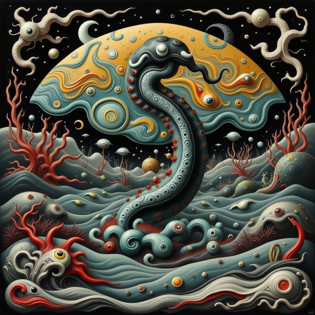 Kraken in Shadowy Gothic Seascape