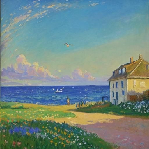 Spring Swallows Dance: Impressionist Oil Painting