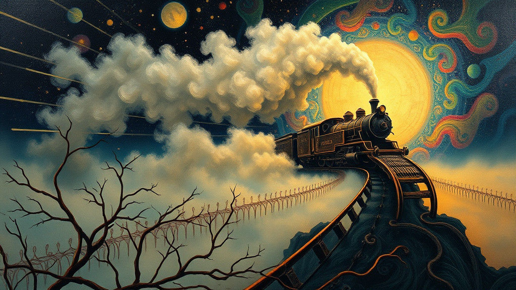 Ethereal Peace Train in Art Deco Surrealism