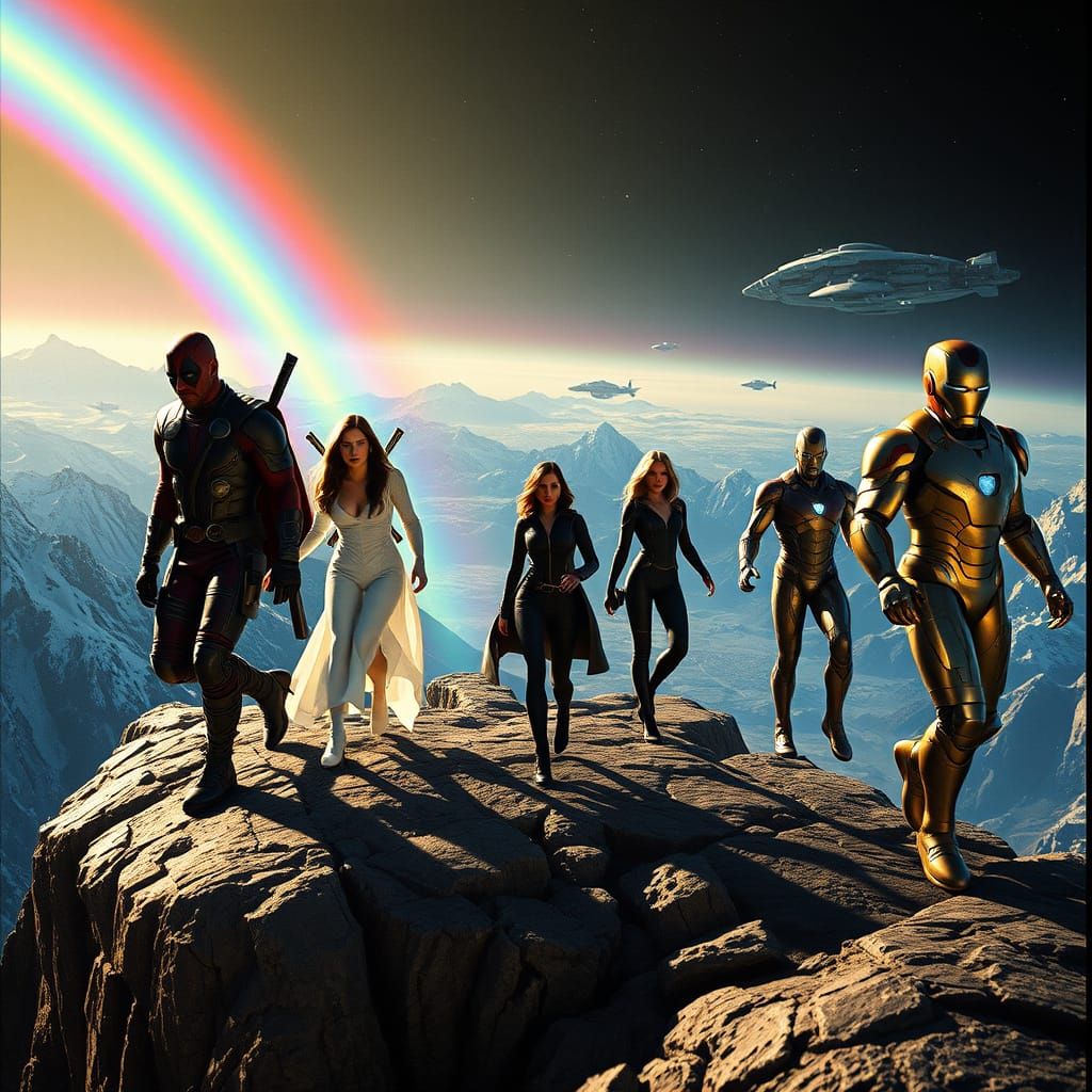 Epic Marvel Heroes Walk the Bifrost Rainbow Bridge in Cinema...