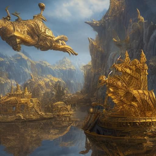 Golden Goose in Fantastical Detailed Painting
