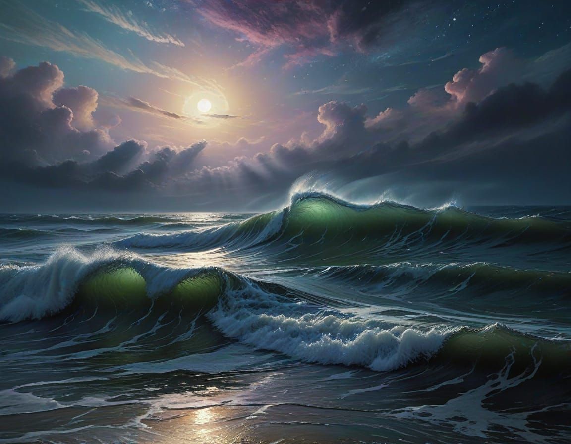 Moonlit Oceanic Dreamscape in Soft Focus Style