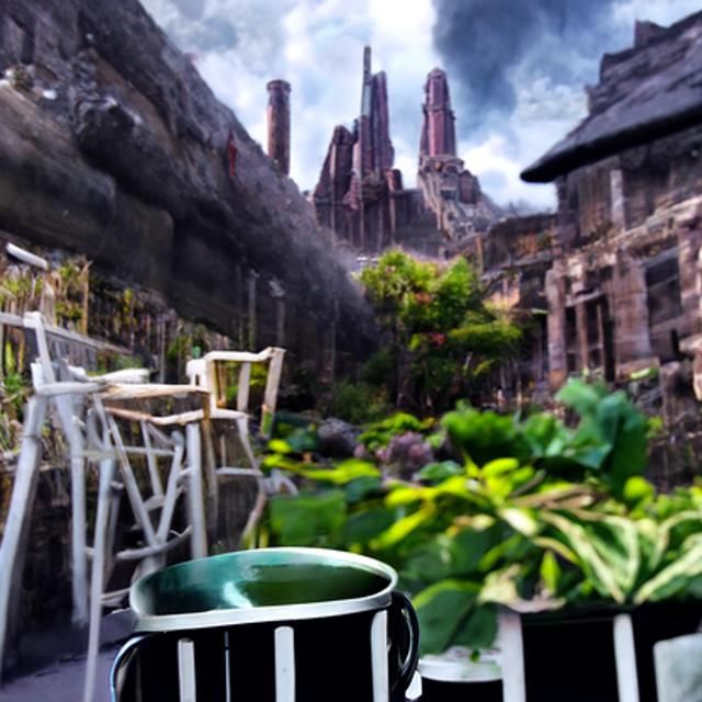 Cinematic Coffee Cup on Garden Patio