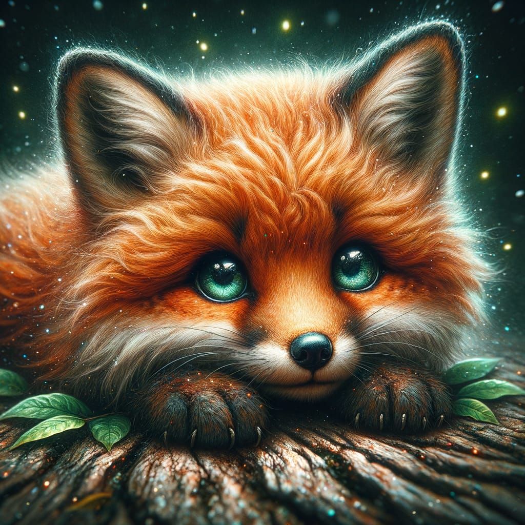 Charming Vermillion Fox in Digital Artwork